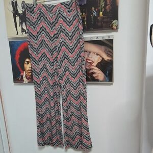 Mossimo Supply Co. Black, White & Coral Chevron Print Pants